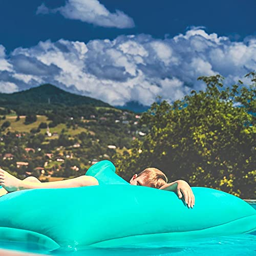 LIVEDECO - Pouf Géant XXL Déhoussable, Flottant pour Piscine, Turquoise Pool BiG52