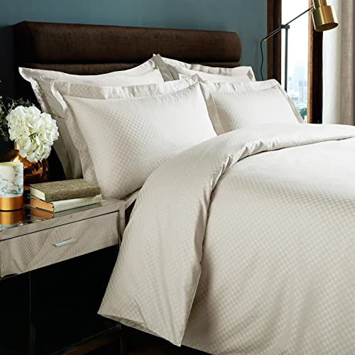 Roseley 100% Egyptian Cotton Duvet Set Covers Breathable Naturally Hypoallergenic Bed Set for Home or Hotel [Super King, Ivory], Off-white