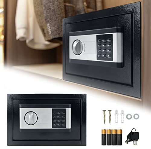 XMTECH Safe Tresor Elektronischer Safe Möbeltresor Wandtresor aus Stahl, Digital PIN-Code Tresor mit 2 Schlüssel, Elektronik Safe Stahlsafe Tresor Doppelstahlbolzen - 22L (35 x 25 x 25 cm)
