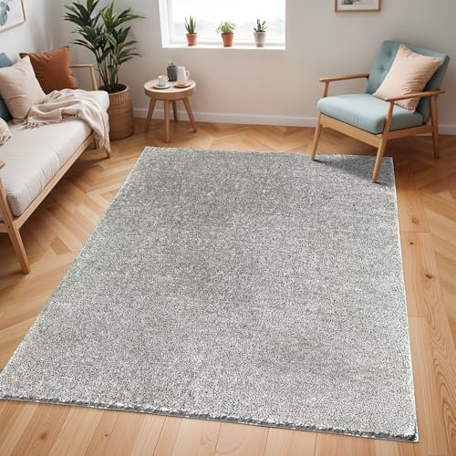 Livabliss Shaggy Rug - Modern Berber Rugs Living Room, Large 160x213 cm, Soft Shaggy Rugs for Bedroom - Neutral Boho Fluffy Rug, Easy Care Plush Thick Pile - Dark Grey