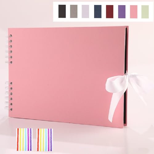 MuChoney Fotoalbum Zum Selbstgestalten 24 x 17 cm 40 Seiten A5 Mittelgroßes DIY Scrapbook Fotobuch Bastelpapier Album für Kinder Familie Valentinstag Geburtstag Jahrestag Geschenk.