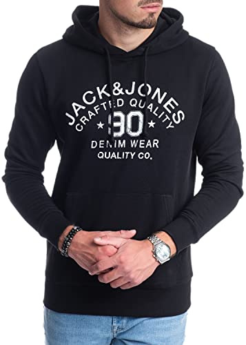 JACK & JONES Male Kapuzenpullover Logo Kapuzenpullover (Black Mika 6, XXL)