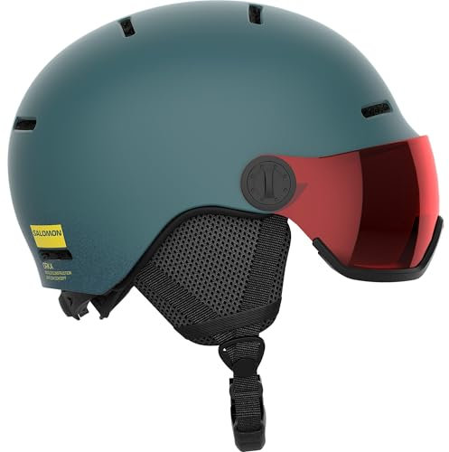 Salomon Orka Visor Kinder Helm Ski Snowboarden, Integrierter Komfort, einfach anzupassende Passform und leicht, Grau, KS 4953