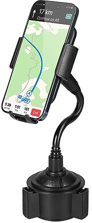 kwmobile Handyhalterung für Auto Getränkehalter - Handy Halterung mit Innenmaße - Smartphone Halterung für das Auto in Schwarz