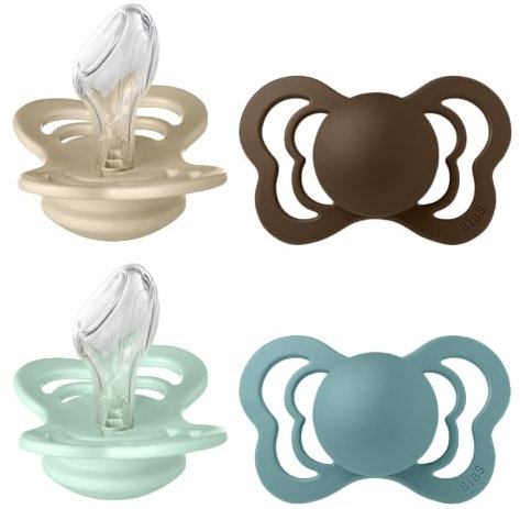 BIBS Couture Schnuller 4er-Pack, BPA-frei, Kiefergerechte Form. Silikon, Hergestellt in Dänemark, Größe 2 (6-18 Monate), Vanilla Mix