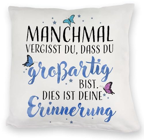 speecheese Du bist großartig Kuschelkissen mit liebevollem Spruch EIN bequemes DekoKuschelkissen für die Couch Romantisches Schmetterlinge Motiv Frauen Geburtstag Schmetterling