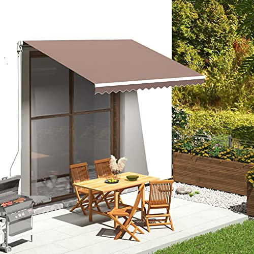 AUVYI Telo di ricambio per tende da sole, marrone, 3,5 x 2,5 m, tessuto per tende da sole, per esterni, impermeabile, di alta qualità