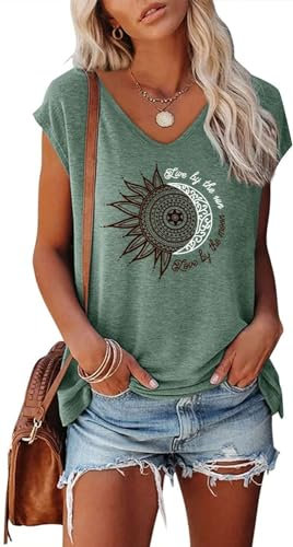 Teesho Damen T-Shirt Sommer Elegant Oberteile Kurzarm Crop Tops Oversize Shirts Tunika Sommer Tank Tops Sporttop (grün/XL)