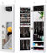 HOMASIS Schmuckschrank mit 2 Spiegeln für Wand & Tür, Spiegelschrank mit Regal, Schmuckregal mit Kettenhaken & Ringverschluss, Schmuckkasten Schmuck-Organizer aus Holz, Weiß (Weiß)