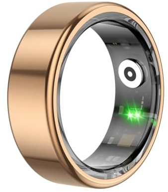 Lovehomily R02 Smart Ring Herzfrequenz- 5.0 Bluetooth-kompatibler Blutsauerstoff- IP68 & 5ATM Wasserdicht Multisport-Modi tragbar for for (10 Gold)