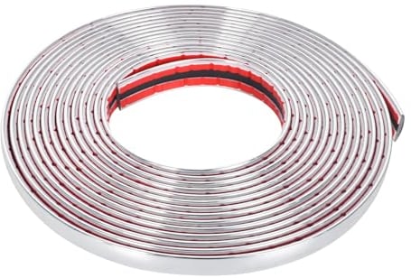 Chrome Bande de Garniture Voiture, Baguette Adhesive Chrome pour Carrosserie Fenêtre Décoration Argent pour Auto, Couverture de Protection du Bord de Porte de Voiture (10 mm x 5 m)