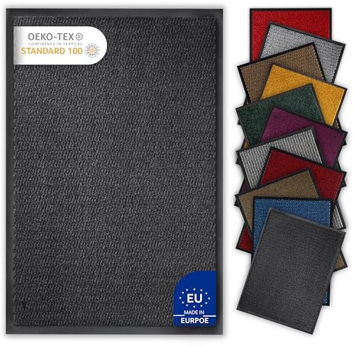 Bodenständig® Saubere Schuhe Dank saugstarkem Stoff (robust) perfekte Größe Anthrazit in 80x120cm - Fußmatte innen, Fussmatte innen - Schmutzfangmatte für innen Türmatte