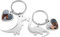 JSDDE Schmuck Gravur Personalized Edelstahl Partner Schlüsselanhänger Brontosaurus Dinosaurier Form Schlüsselbund Geschenk (Herz (mit Foto Gravur))