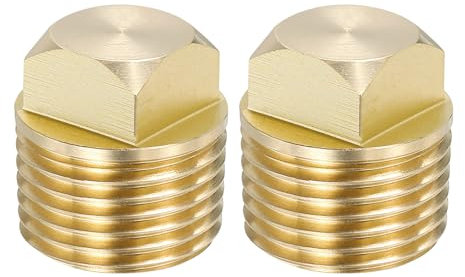 PATIKIL 1/2 Inch NPT Boat Drain Plug, 2 Pcs Solid Brass Spare Garboard Drain Plugs with Square Head for Kayak Fits Most Boats Hulls, Gold Tone
