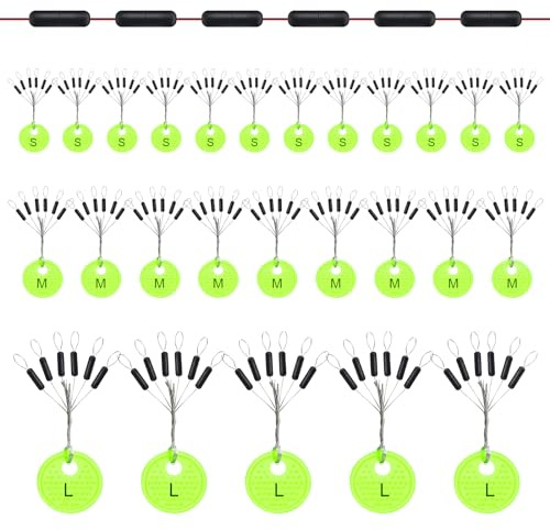 Annyswit 150 Pcs Fishing Bobber Stoppers, 6 in 1 Rubber Float Stops | Oval & Column Float and Sinker Stops for Bass, Carp & Sea Fishing, suitable for Texas Rigs and fixing fishing weights