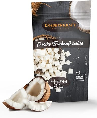 Knabberkraft Kokoswürfel – Premium Kokosnusswürfel – Cocosnuss Kokosnuss-Würfel mit exotischem Geschmackserlebnis - Frisch Verpackt – Gesunde Snacks – 250g