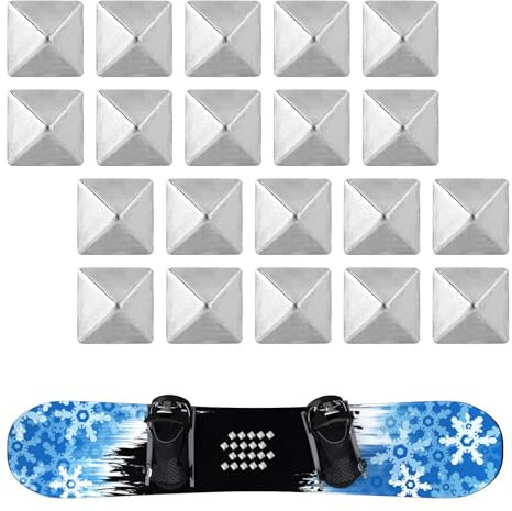 lasuroa 20stk Pad Snowboard mit Pyramidennieten, Rutschfestes Silbernes Snowboard-Griff-Pad Selbstklebendes Snowboard-Trittpad -Pad für Zusätzlichen Halt