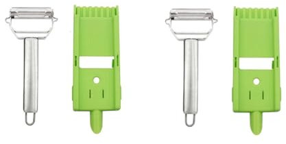 2 Piezas Pelador Doble Cuchilla, Multipelador de Patatas Peeler,Multi Potato Peeler Multi, Multi Pelador de Frutas y Verduras Julienne Strips, with Grating Plate, Green (Estilo 2)