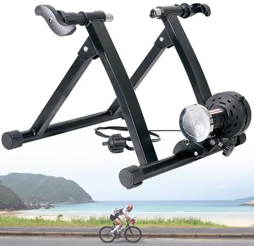 lwjunmm Entraîneur de vélo Stationnaire,Home Trainer pour vélo Support entraînement vélo Magnétique Pliable Réglable pour Roues de 26 à 29 Pouces