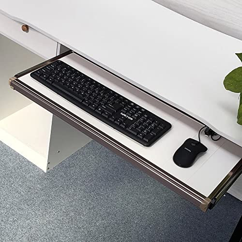 IUBGFTO Under Desk Keyboard Drawer Pull Out Keyboard Platform Ergonomics Tray Keyboard Stand Slide Keyboard Tray 21/27 Shelves Extension Table (Rose Gold 53 * 29cm)