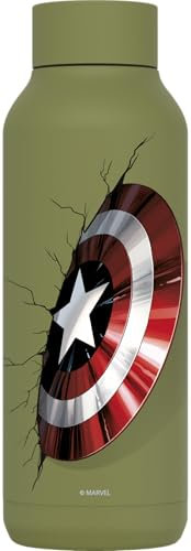 Quokka Captain America Thermosflasche, Edelstahl, Olivgrün, 510 ml