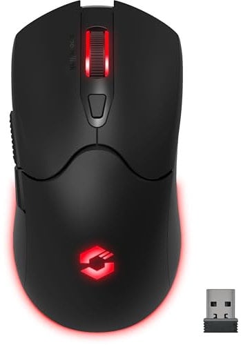 Speedlink Velox Wireless RGB Gaming Maus - PC Maus kabellos mit Akku wiederaufladbar, USB-C, Pixart Sensor 4800dpi, programmierbar, leicht, USB Nano Empfänger, RGB LED Beleuchtung, schwarz