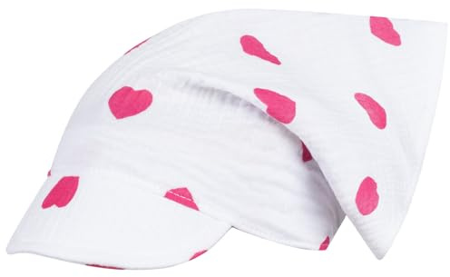 Kopftuch Mütze Schirmmütze Mädchen Sommer Baumwolle Musselin, Bekleidungsgröße: 50-52, Farbe: Weiß-Pink
