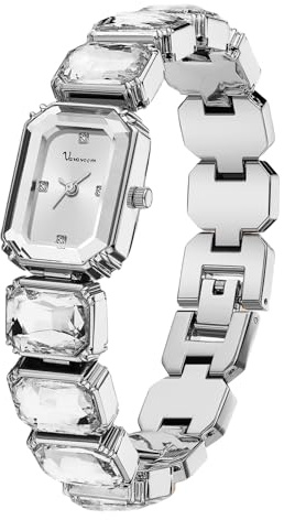 Luxus Damen Kristall Armband Uhr Elegant Rechteckig Minimalistisch Zifferblatt Diamant Armreif Band Wasserdicht Mode Zierlich Damen Quarzuhren Damen Geschenk