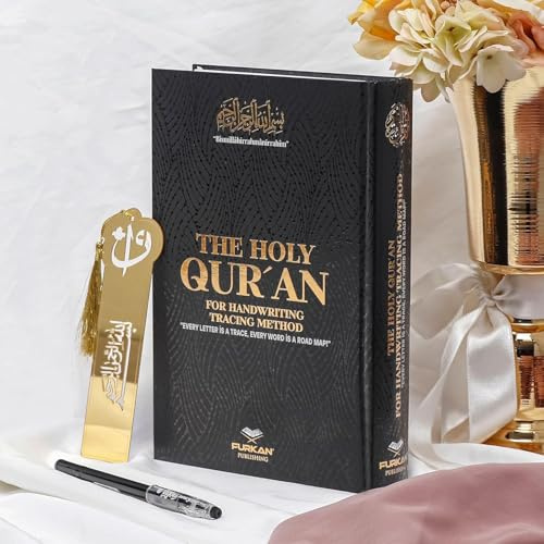 Tubibu Schattierter Qur’an Zum Nachzeichnen– Mit dem Stift beschreibbarer Mittelgroßer Mushaf | Vollständiger Nachzieh-Qur’an 17x24 CM (Black)