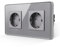 JIMEIDA Enchufe doble gris, placa de cristal curvado 2,5D, 16 A, enchufe Schuko, empotrable, enchufe de pared, 157 x 86 mm, 250 V
