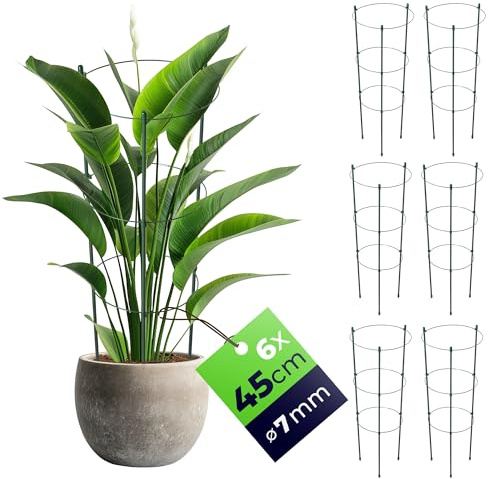 KADAX Rankhilfe für Pflanzen, 45cm, 6er Set, Pflanzenstütze aus Stahl, Blumenstütze, Pflanzenhalter, Rankgitter für Kletterpflanzen im Garten oder Blumentopf, Rankturm für Tomaten