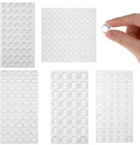 Leucasa 282 Stück Gummipuffer Transparent Selbstklebend 5 Größen Elastikpuffer Transparent Selbstklebend Anschlagpuffer für Türen, Schränke, Schubladen, Oberflächenschutz und Lärmdämmung