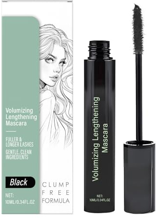 Wasserfeste Wimperntusche Schwarz - Volumen & Länge - Non Clumping Flake Proof Mascara - Dichte, Geschwungene, Langanhaltende Mascara, Hypoallergenic Mascara10ml