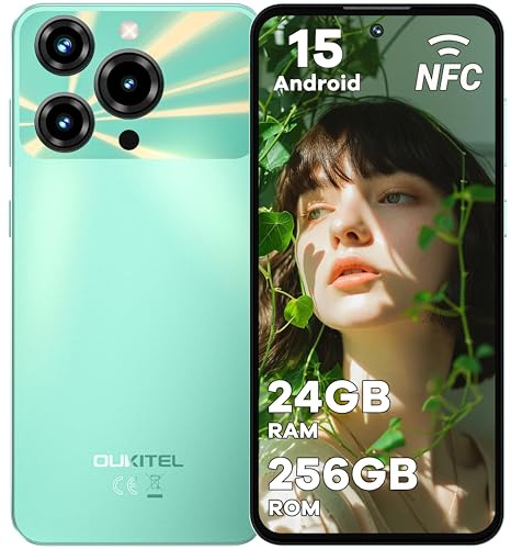 OUKITEL C69 Smartphone Android 15-24GB RAM+256GB ROM TF/1TB Telefono Cellulare, 7.2 HD+ 120Hz Grande Schermo, 64MP+8MP Camera 6000mAh, Cellulari 4G Dual SIM/Fingerprint/Face ID/NFC/OTG, Verde