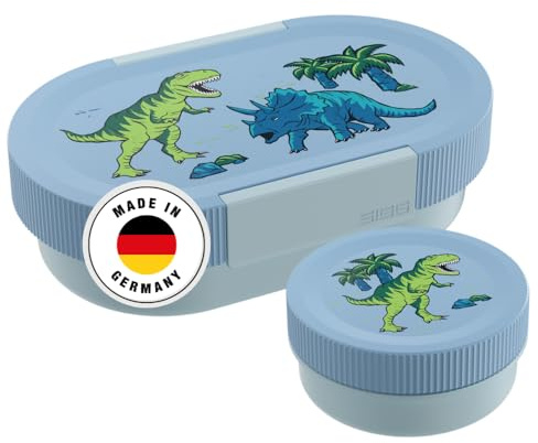 Sigg Ensemble boîte à déjeuner pour enfant - Motif dinosaures Lumo - Avec boîte supplémentaire - 2 en 1 - Sans BPA - Bleu - 0,8 l