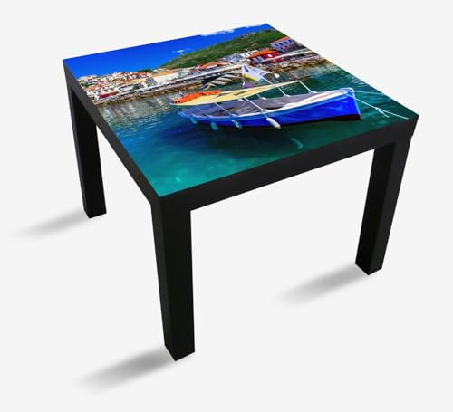 Wallario Möbelfolie selbstklebend/Aufkleber, Tischfolie geeignet für IKEA Lack Tisch - Möbeldeko Fischerboot im Hafen in 55 x 55 cm