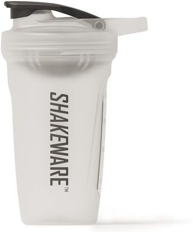 SHAKEWARE Protein Shaker Bottle 600ml, Snap-Fit Agitator, Clear | Snap-Fit Agitator For Smooth Lump-Free Mixes, Leak-Proof BPA-Free Gym Shaker With Measuring Scale For Everyday Use