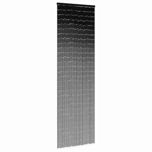 Runheo Rideau de porte anti-insectes gris foncé 56 x 185 cm en bambou avec 56 brins fins pour porte de balcon et de terrasse, protection efficace contre les mouches, montage facile, moustiquaire