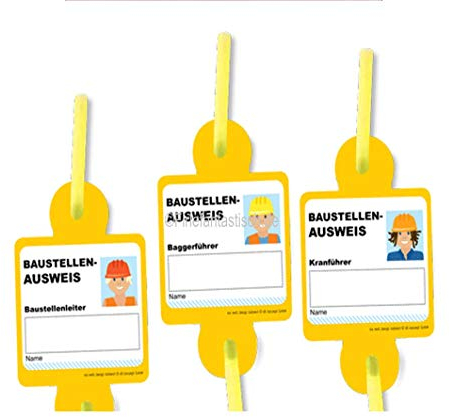 8 Papier-Trinkhalme * Bauarbeiter/Baustelle * als Deko für Mottoparty und Kindergeburtstag | Kinder Geburtstag Party Bauarbeiter Motto