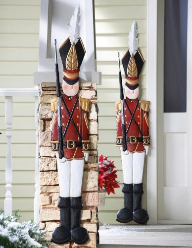 KNLSTORE Set of 2 Christmas Holiday Metal Toy Soldiers Nutcracker Outdoor Mounted Wall Hanging Decoration by Collections Etc