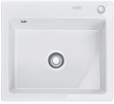 Franke Mythos MTK 610-58 Lavabo sobre-encimera Rectangular - Fregadero (Lavabo sobre-encimera, Rectangular, Blanco, 1 senos, Rectangular, 490 x 377 mm)