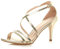 Ajvani Womens Ladies mid high Heel Strappy Crossover Wedding Sandals Shoes, Gold Metallic, 4 UK