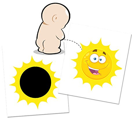 3 x WC Aufkleber SONNE Toilettensticker damit junge Männer besser in die Toilette zielen - verfärbende Sticker, lustig und hilfreich