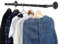 WEBI Wall Mounted Clothes Rail,Clothing Rack Wall Mount,61cm Industrial Pipe Clothes Rack for Hanging Clothes,Heavy Duty Garment Rack Bar Retail Display Clothes Rod for Closet,Laundry Room,Black