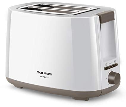 Taurus Mytoast II-Tostadora de Pan de Dos Ranuras con función de cancelar, recalentar y descongelar, 7 Niveles de Tostado y Sistema Auto-Centrado
