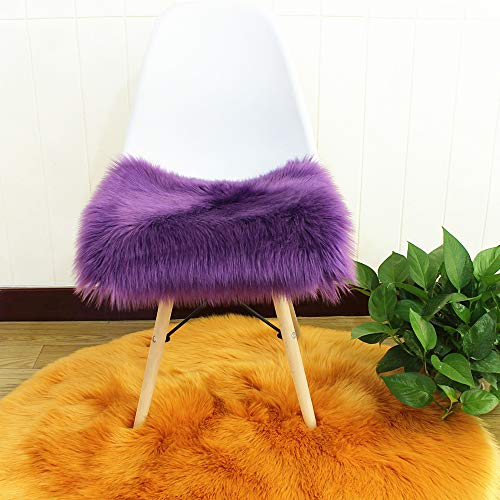 Faux Lammfell Sitzkissen, Schaffell Sitzauflage Longhair Fell Optik Nachahmung Wolle Sofa Matte (Lila,40 * 40cm)