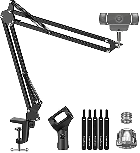 InnoGear Webcam-Ständer, Federausleger für Logitech Webcam BRIO C920 C920S C922 C922x C925e C930 C930e,3/8 Zoll und 3/8 Zoll,5/8 Zoll Schraube für Blue Yeti Snowball Yeti Nano und andere Mikrofone.