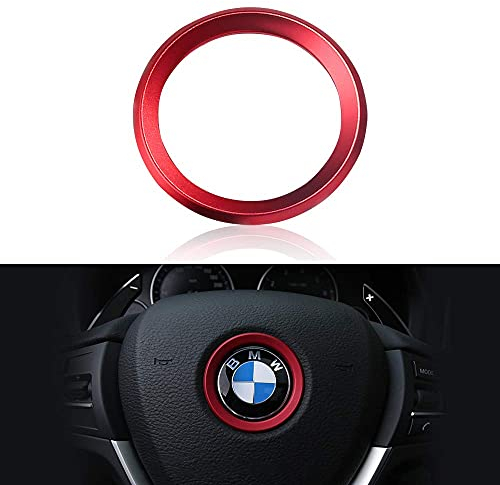VDARK Kompatibel mit BMW Zubehör Teile Lenkrad Logo Caps Abdeckungen Abziehbilder Lenkrad Dekoration Ersatz für BMW Innen Aufkleber Visiere Dekorationen 1 3er Reihe 5 Serie 6 7 X1 X3 X5 X6 Rot