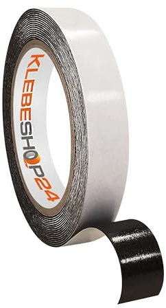 Doppelseitiges Klebeband schwarz für Wand | Montageklebeband | 5 oder 66 Meter | Breite & Menge auf Rolle wählbar / 15 mm x 5 m