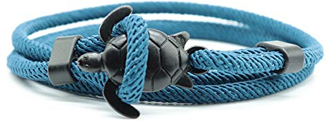 Seil Gewebtesarmband,Multilayer Punk Schwarz Meeresschildkröte Verstellbare Handgestrickte Blaue Faden Armbänder Leichtes Freunde Männer Frauen Kinder